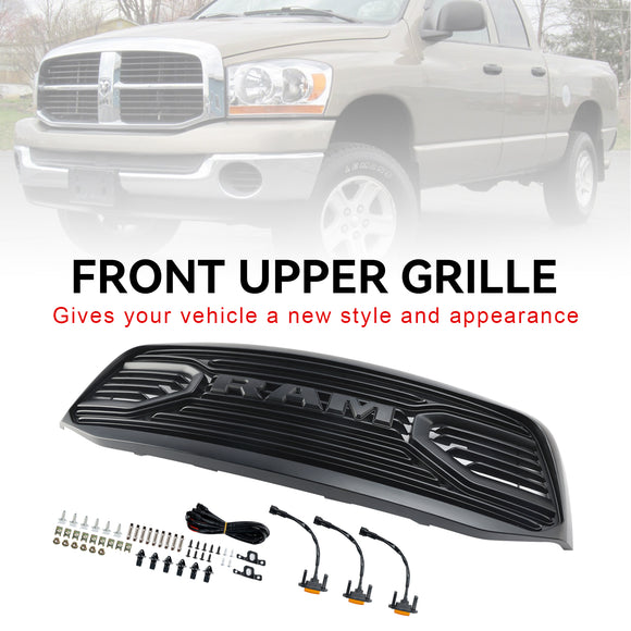 2006-2008 Dodge Ram 1500 2500 3500 Front Bumper Grill Big Horn Style Matt Black Replacement Grille