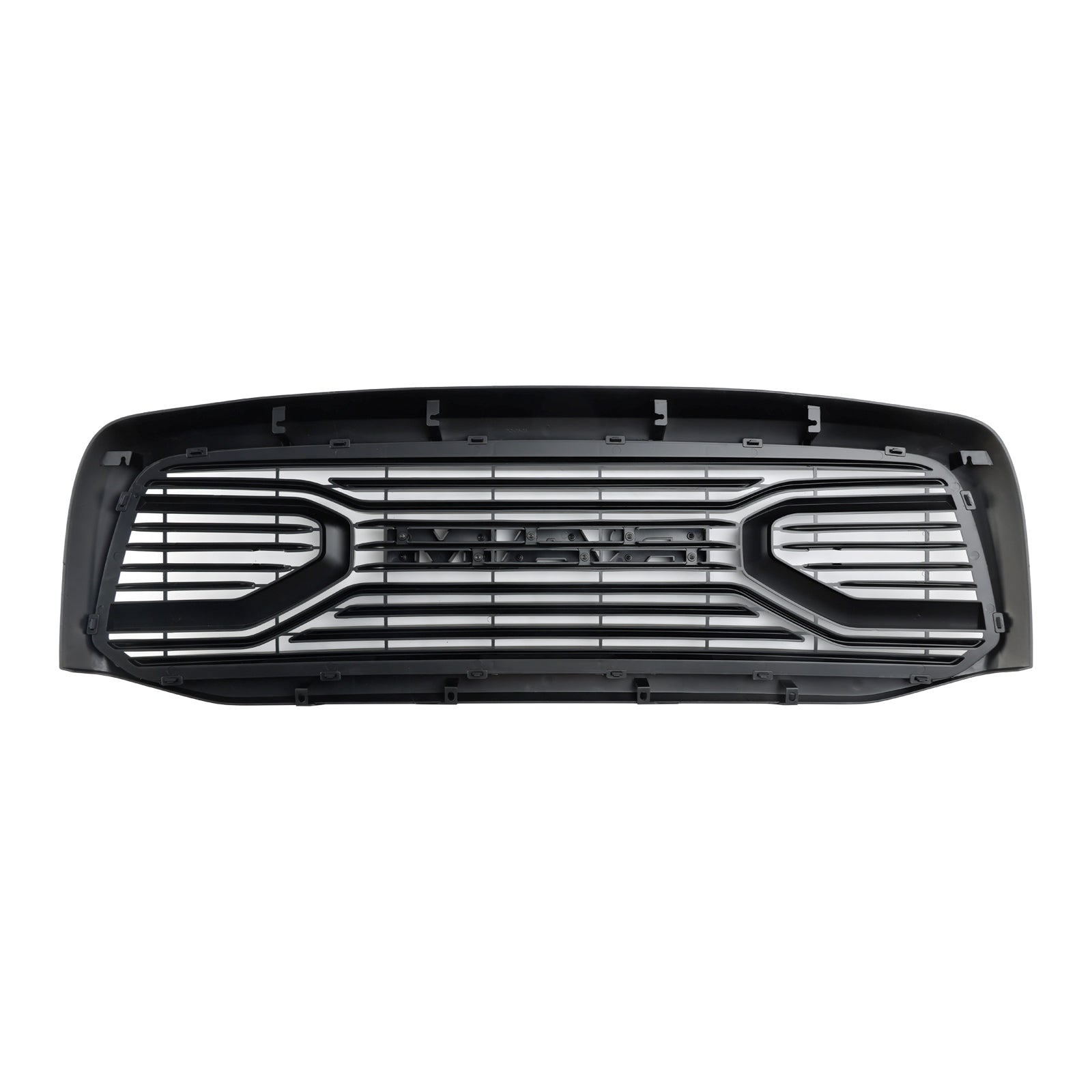 GalaxyMotoInc Big Horn Style Grille Combo For 2006-2008 RAM 1500 & 2006-2009 RAM 2500/3500 - Black Mesh + Chrome Shell + LED Lights