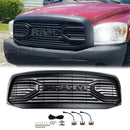 2006-2008 Dodge Ram 1500 2500 3500 Front Bumper Grill Big Horn Style Matt Black Replacement Grille-2