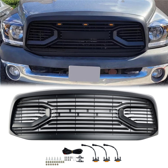 Dodge Ram 1500 2006-2008 Big Horn Czarny Grill Wlot powietrza Chłodnica Zderzak Przednia kratka ze światłem LED