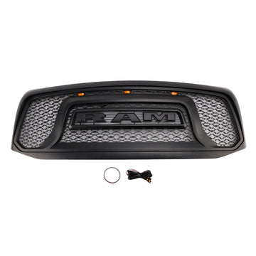 Dodge RAM 1500 2500 3500 2006-2008 Rebel Style Grill Front Bumper Black Replacement Grill W/ LED