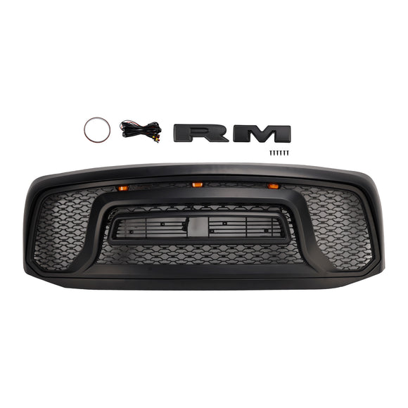 Dodge RAM 1500 2500 3500 2006-2008 Rebel Style Grill Front Bumper Black Replacement Grill W/ LED