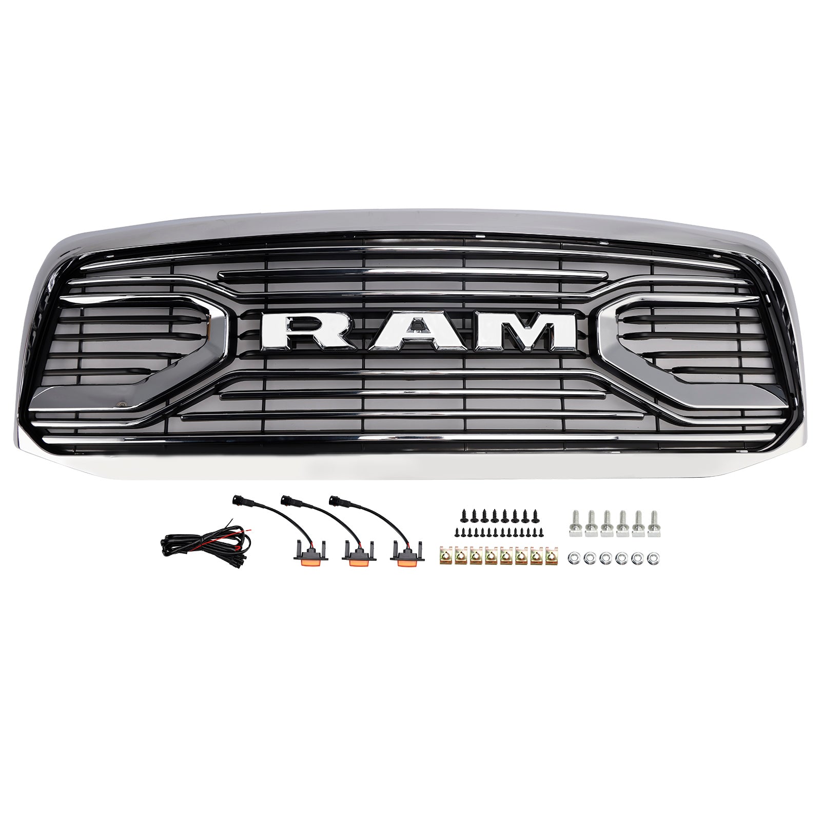 2006-2008 Dodge Ram 1500 2500 3500 Style Big Horn Calandre chromée Grille de remplacement de pare-chocs avant avec LED