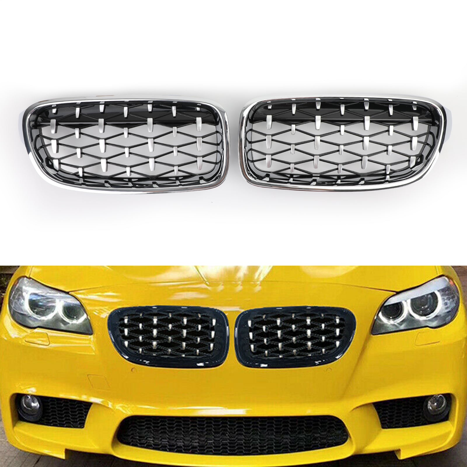 2012-2016 BMW 3 Series F30 318i/320i/328i/330i/335i/340i/320d Front Kidney Grille Chrome/Black Grills