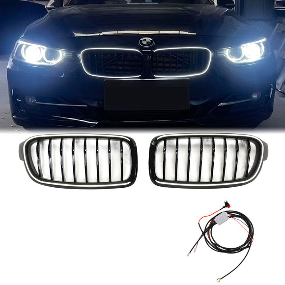 2012-2019 BMW 3-serie F30 F31 Glanzend zwarte niergrille met C-ring LED
