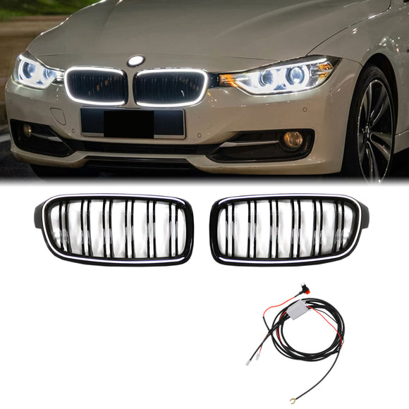 BMW 3er F30 F31 2012–2019, Doppellatten-LED-Frontgrill, obere Stoßstange, schwarzer Nierengrill