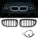 BMW 5 Series F10 F11 2010-2016 Kidney Bumper Grill Double Slat Full Ring LED Kidney Grille-1
