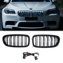 BMW Série 5 F10 F11 2010-2016 Grille de pare-chocs avant noire Grille de remplacement avec LED à l'intérieur-1