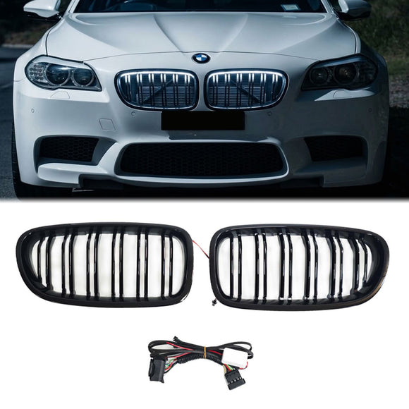 BMW Série 5 F10 F11 2010-2016 Grille de pare-chocs avant noire Grille de remplacement avec LED à l'intérieur