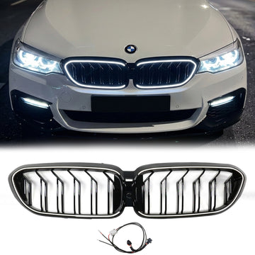 2017-2020 BMW 5 Series G30 G31 Double Slat Kidney Grille Front Bumper Replacement Grill With LED Strip