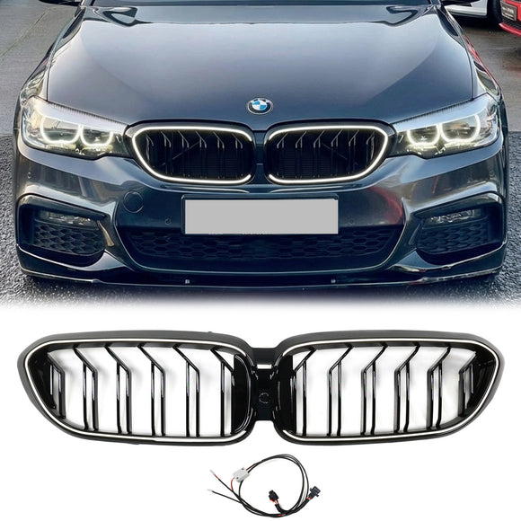 BMW 5-sarjan G30 G31 2017-2020 etumunuaisen musta säleikkö etupuskurin vaihtosäleikkö/LED-nauhavalo