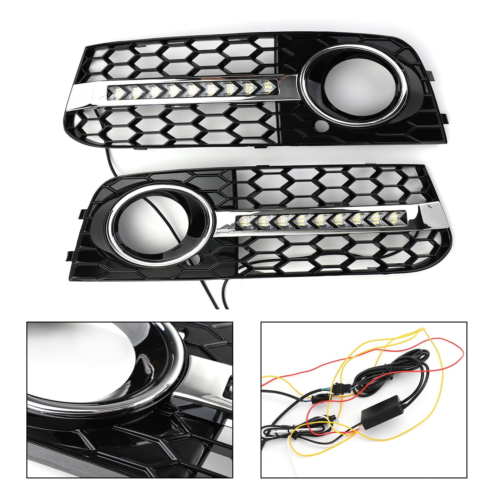 2009-2012 Audi A4 B8 nid d'abeille antibrouillard gril pare-chocs avant couvercle inférieur calandre noire 8KD 807 682 8KD 807 681