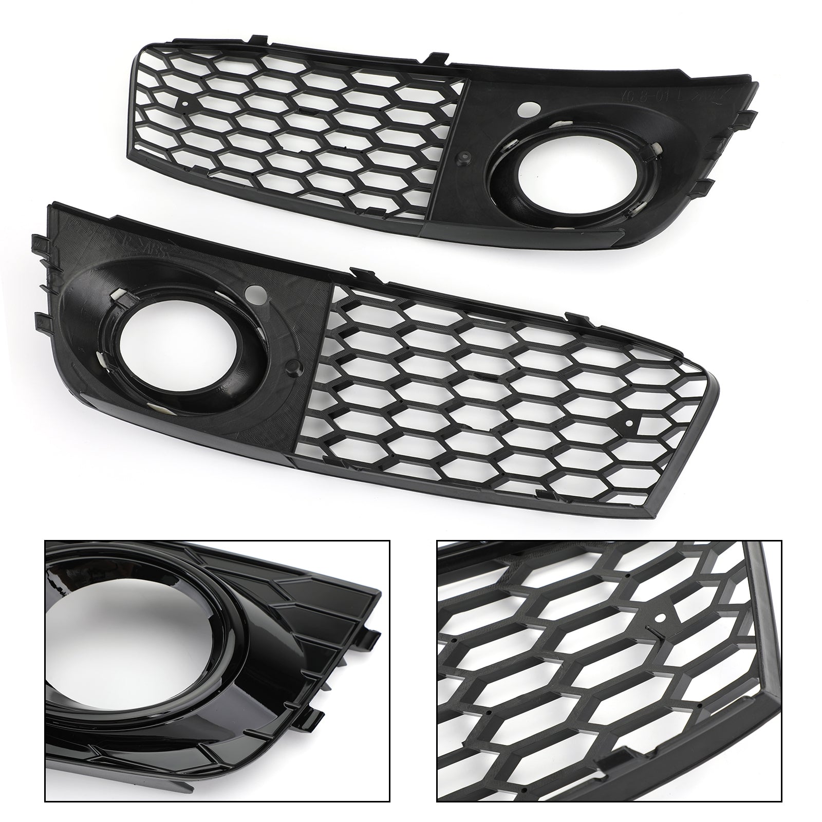 Audi 2009-2012 A4 B8 LH+RH Chrome Honeycomb Fog Light Grille Grills