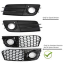 2008-2012 Audi A4 / A4 Avant B8 RS4 Style Honeycomb Mesh Hex Grill Gloss Black Grille + Fog Light Grille-21