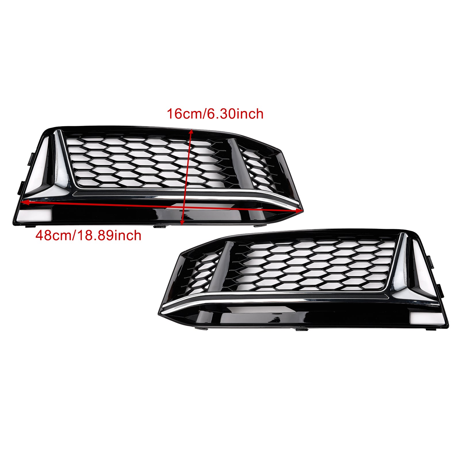 Audi A4 Sline/S4 B9 2016-2018 2 STÜCKE Wabengitter Unterer Kühlergrill Frontstoßstange Nebelscheinwerferabdeckung Schwarzer Grill 8W0 807 681 F 8W0 807 682 F