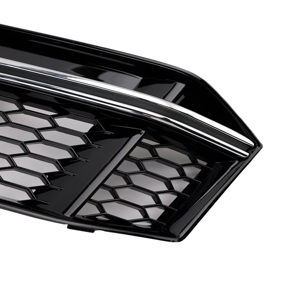 Audi A4 Sline/S4 B9 2016-2018 2 peças Grade inferior em favo de mel para para-choque dianteiro, cobertura do farol de neblina, grade preta 8W0 807 681 F 8W0 807 682 F