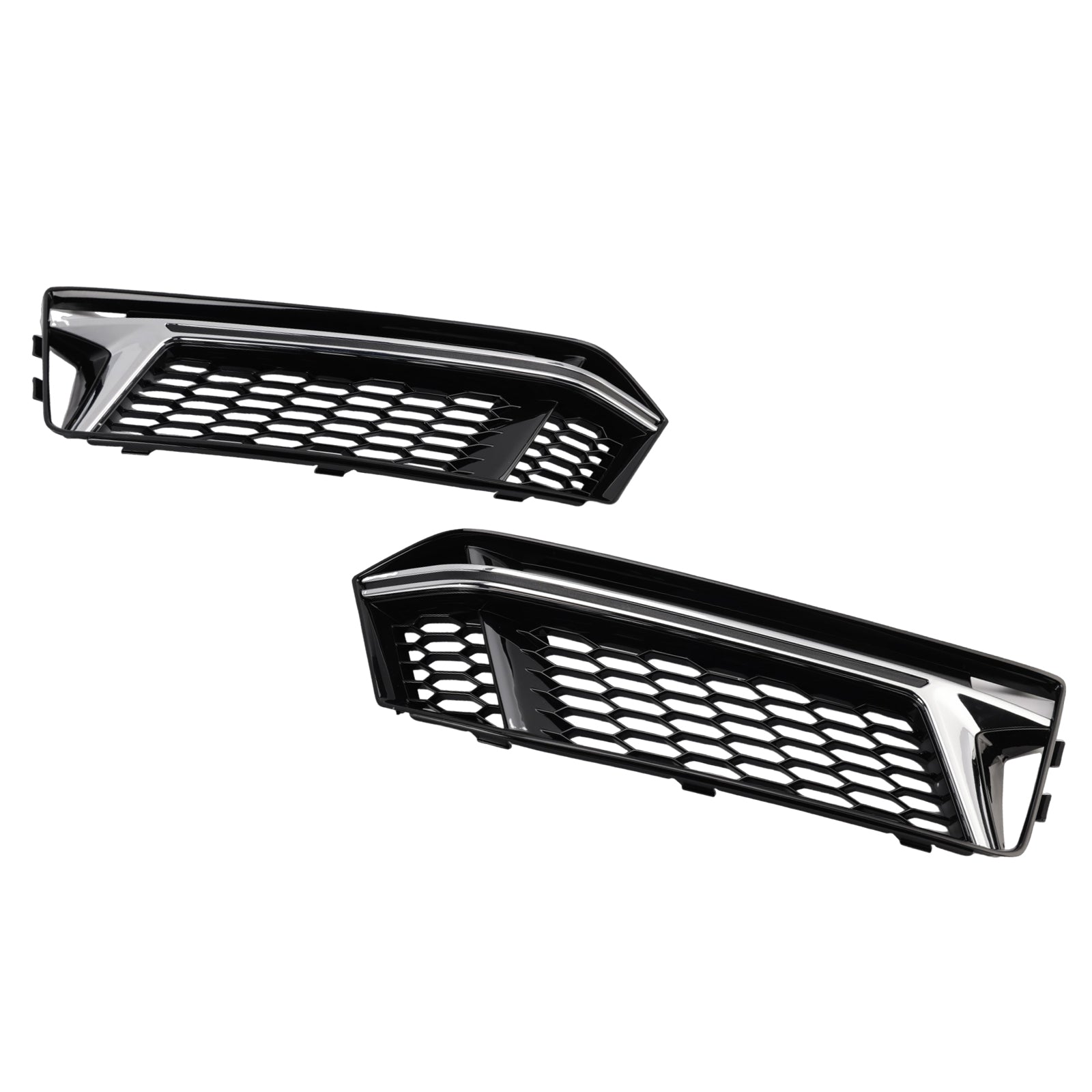 Audi A4 Sline/S4 B9 2016-2018 2 STÜCKE Wabengitter Unterer Kühlergrill Frontstoßstange Nebelscheinwerferabdeckung Schwarzer Grill 8W0 807 681 F 8W0 807 682 F