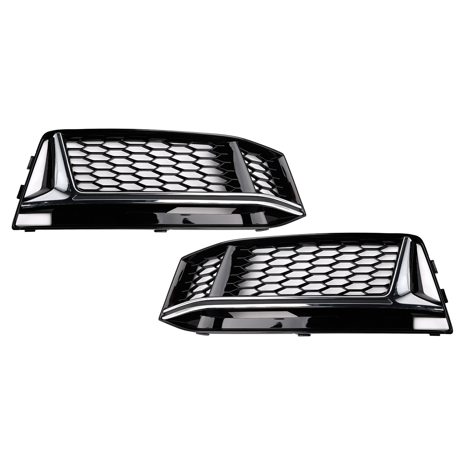 Audi A4 Sline/S4 B9 2016-2018 2 STÜCKE Wabengitter Unterer Kühlergrill Frontstoßstange Nebelscheinwerferabdeckung Schwarzer Grill 8W0 807 681 F 8W0 807 682 F