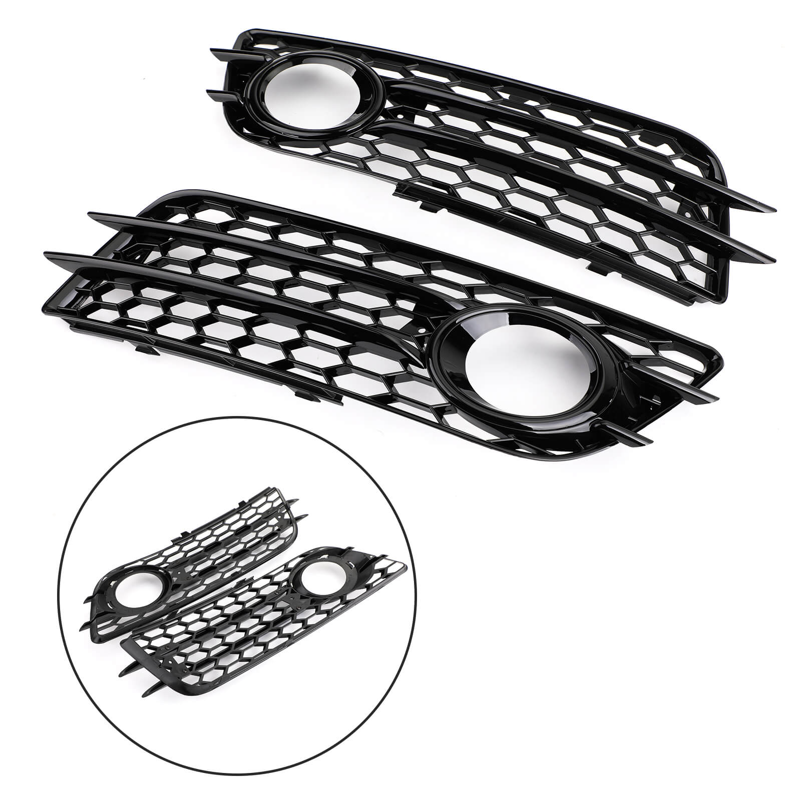 Buy black Audi 2008-2012 A4 S-Line S4 Sport Version Honeycomb Style Fog Light Grille Bumper