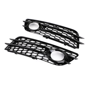 2008-2012 Audi A4 B8 S-Line/S4 Par Favo de Mel Luz de Nevoeiro Grill Capa Amortecedor Dianteiro Inferior Grade Preta 8K0807681C01C 8K0807682C01C