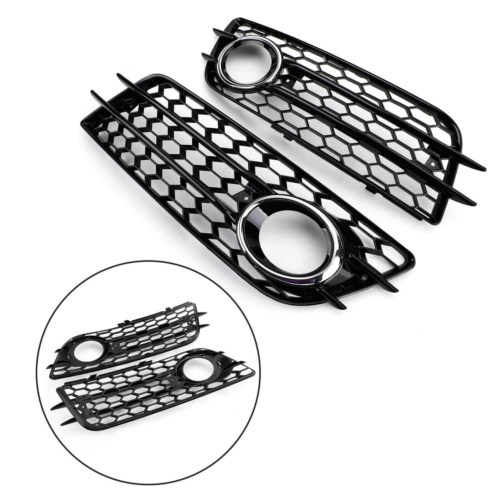 Buy chrome Audi 2008-2012 A4 S-Line S4 Sport Version Honeycomb Style Fog Light Grille Bumper