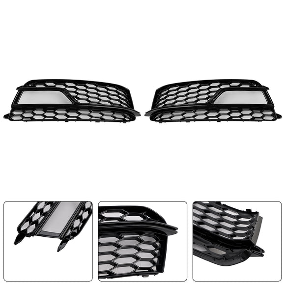 2012-2016 Audi A5 Sline / S5 B8.5 2PCS Front Fog Light Black Grille Front Bumper Honeycomb Lower Cover Grill