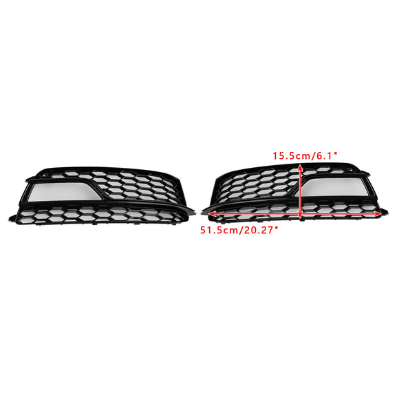 2012-2016 Audi A5 Sline / S5 B8.5 2PCS Front Fog Light Black Grille Front Bumper Honeycomb Lower Cover Grill