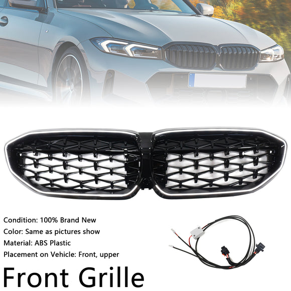 2019-2022 BMW 3 Series G20 G21 Pre-LCI Black Diamond LED Front Grill Upper Bumper Kidney Grille