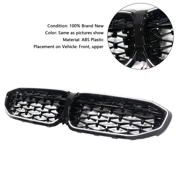 2019-2022 BMW 3 Series G20 G21 Pre-LCI Black Diamond LED Front Grill Upper Bumper Kidney Grille