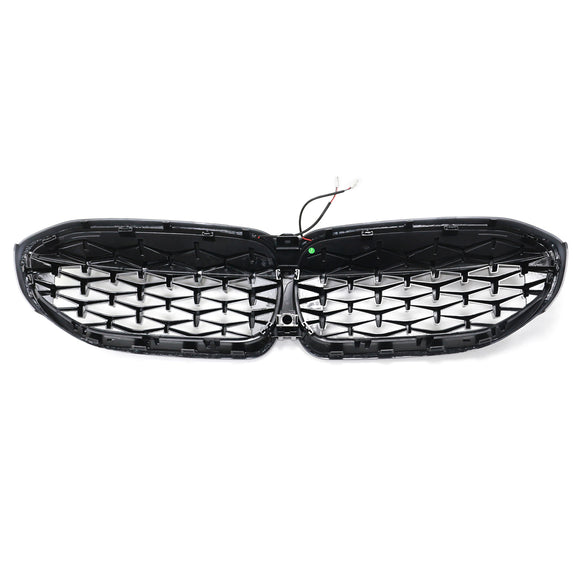 2019-2022 BMW 3 Series G20 G21 Pre-LCI Black Diamond LED Front Grill Upper Bumper Kidney Grille
