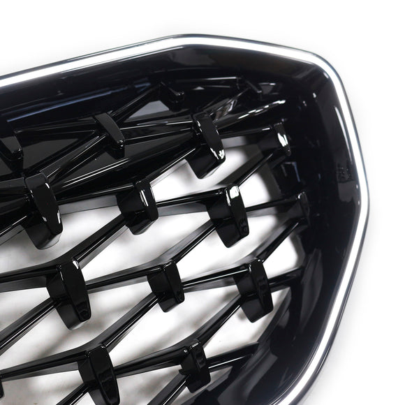 2019-2022 BMW 3 Series G20 G21 Pre-LCI Black Diamond LED Front Grill Upper Bumper Kidney Grille