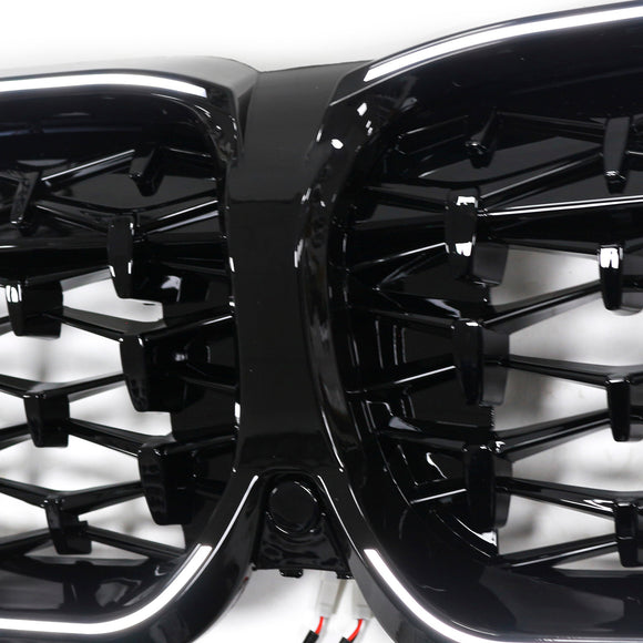 2019-2022 BMW 3 Series G20 G21 Pre-LCI Black Diamond LED Front Grill Upper Bumper Kidney Grille