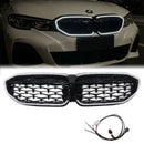 2019-2022 BMW 3 Series G20 G21 Pre-LCI Black Diamond LED Front Grill Upper Bumper Kidney Grille-1