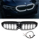 BMW Série 3 G20 G21 Pre-LCI 2019-2022 Pare-chocs avant Calandre noire Double lattes C-Ring LED Grill-1