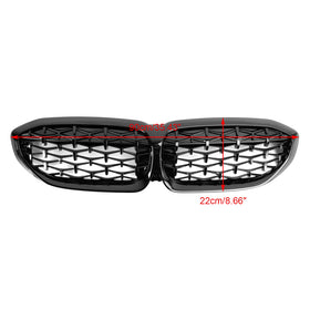 BMW Série 3 G20 G28 2019-2022 Grade de substituição de diamante preto para pára-choque dianteiro - 0
