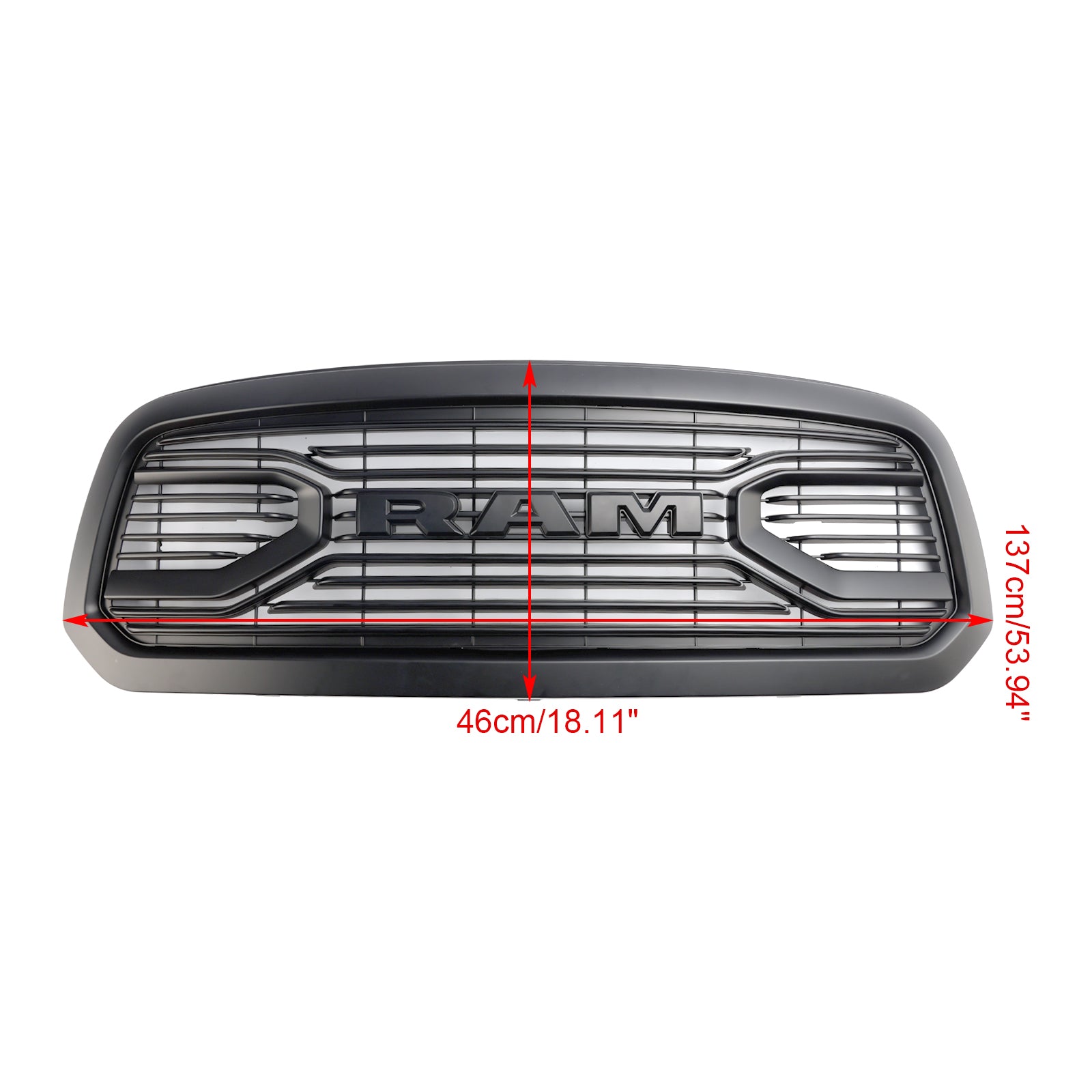 2013-2018 Dodge Ram 1500 Big Horn Style Grille Matte Black Front Bumper Grill W/ LED Light - 0