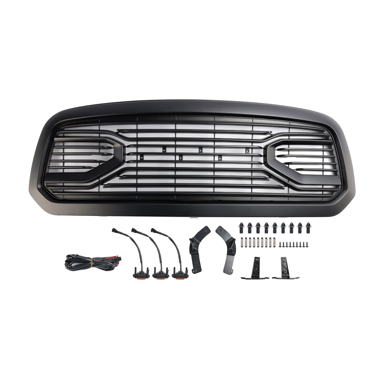 Parrilla delantera de repuesto negra con luz LED para Dodge Ram 1500 2013-2018 Big Horn/Rebel Style