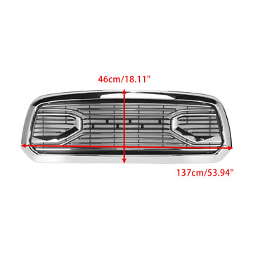 Ram 1500 2013-2018 Chrome Grille Big Horn / Rebel Style Front Bumper Grill With LED Light & RAM Letter - 0