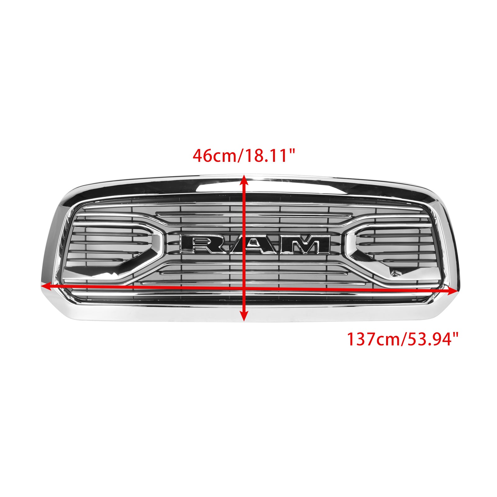 Ram 1500 2013-2018 Chrome Grille Big Horn / Rebel Style Front Bumper Grill With LED Light