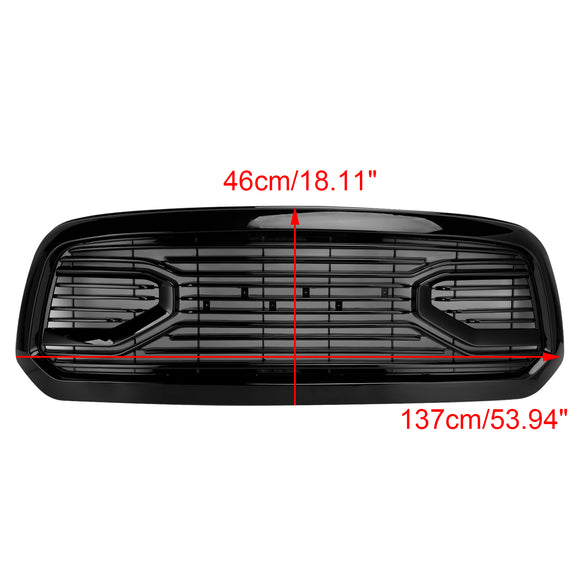 Dodge Ram 1500 2013-2018 Glossy Black Big Horn Grill Front Bumper Grill With LED & RAM Letter