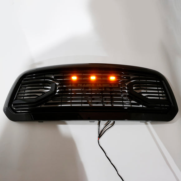 Dodge Ram 1500 2013-2018 Glossy Black Big Horn Grill Front Bumper Grill With LED & RAM Letter