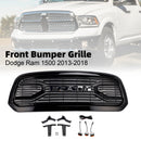 Dodge Ram 1500 2013-2018 Glossy Black Big Horn Grill Front Bumper Grill With LED-3