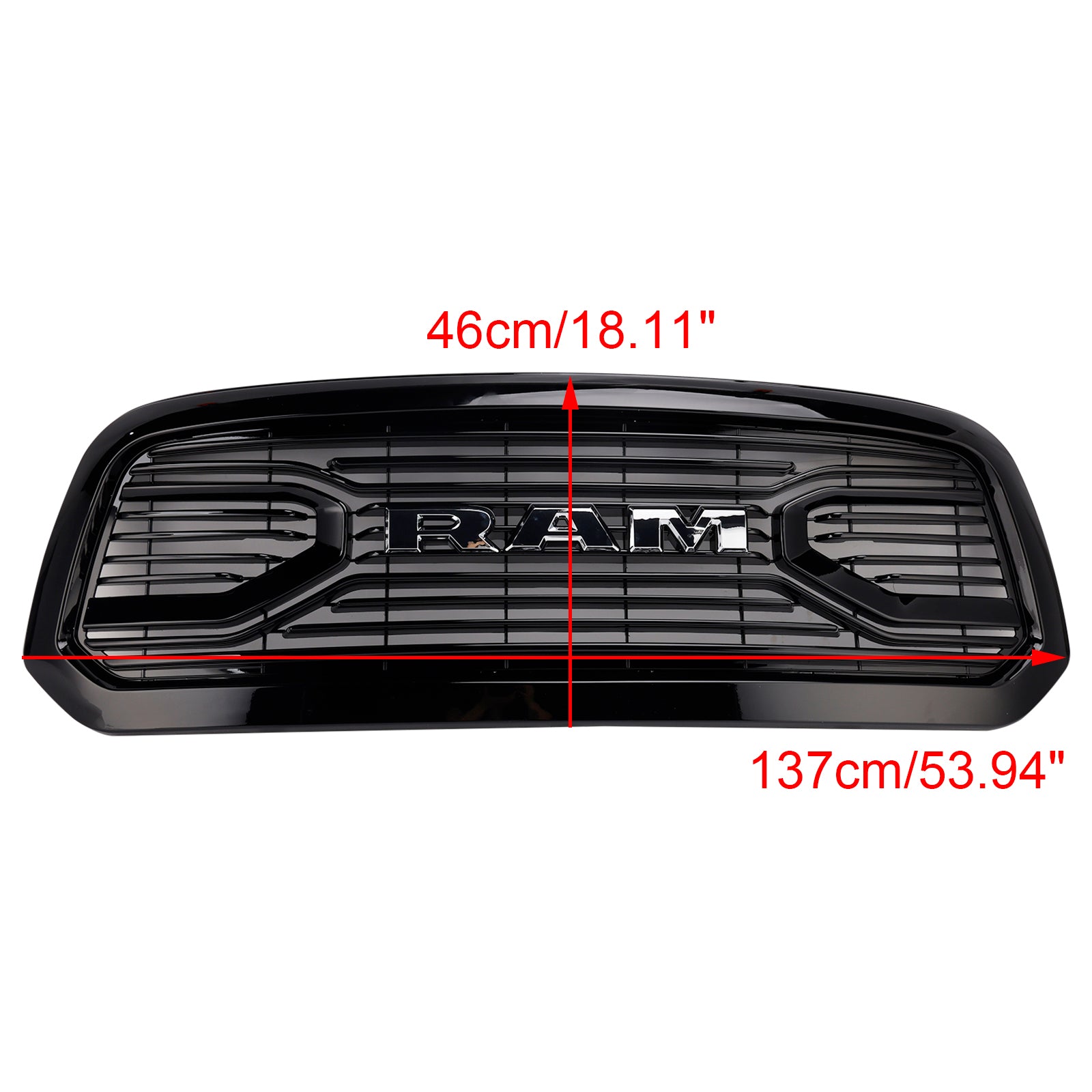 Dodge Ram 1500 2013-2018 Glossy Black Big Horn Grill Front Bumper Grill With LED - 0