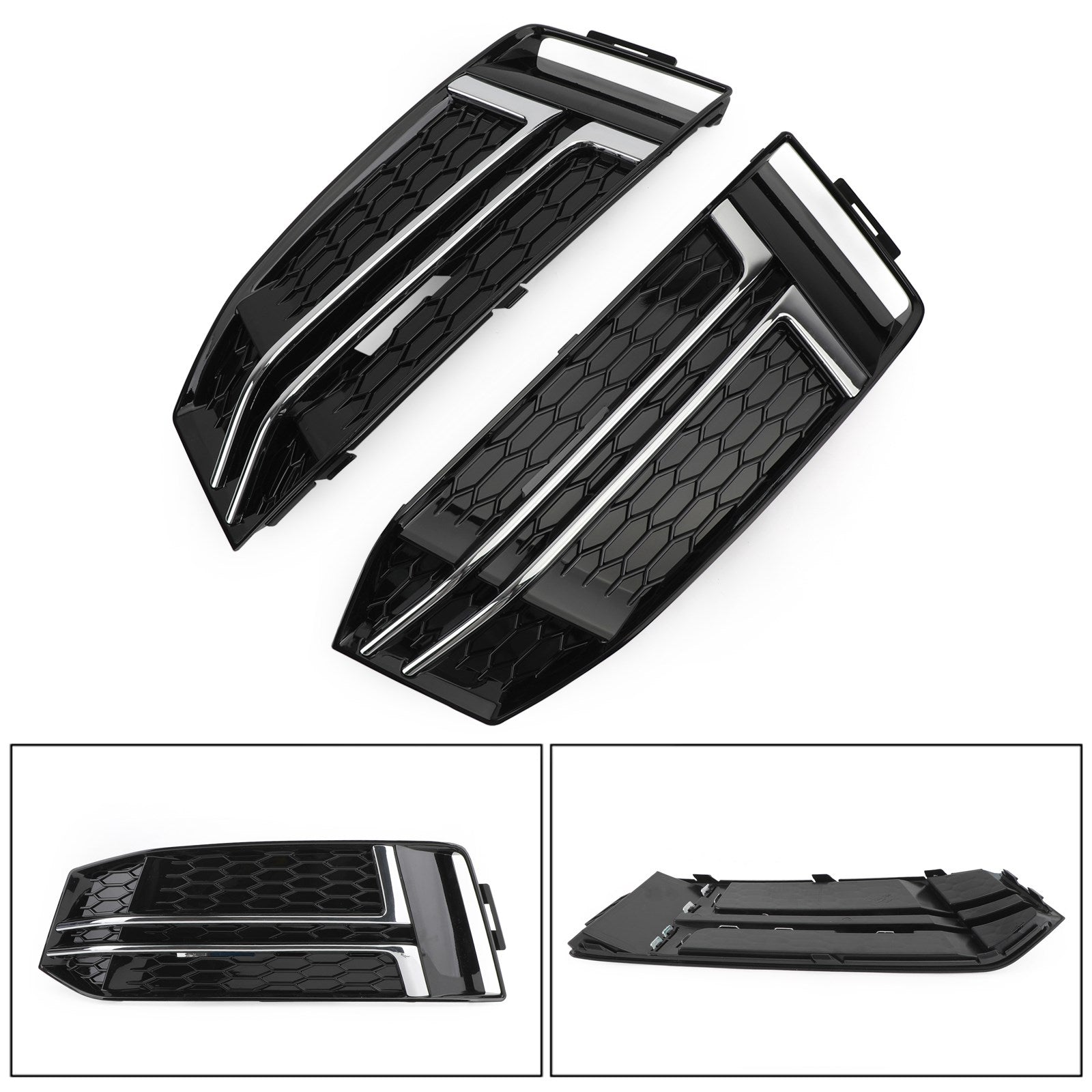 Audi S4/A4 B9 S-LINE 2016-2018 2 STÜCKE Schwarz Front Nebelscheinwerfer Abdeckung Stoßstange Grill 8W0807681F 8W0807682F Generisch