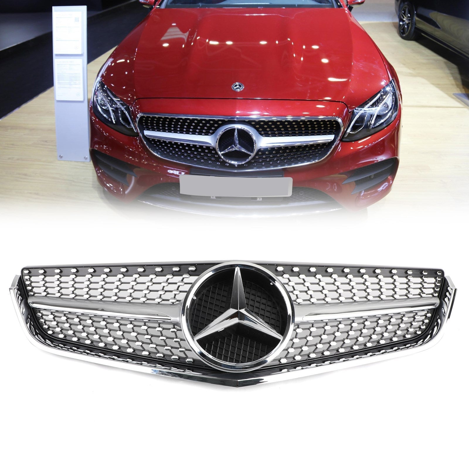 Grille de remplacement chromée pour calandre avant Mercedes Benz Classe E W207 C207 Coupé Cabriolet AMG 2009-2013