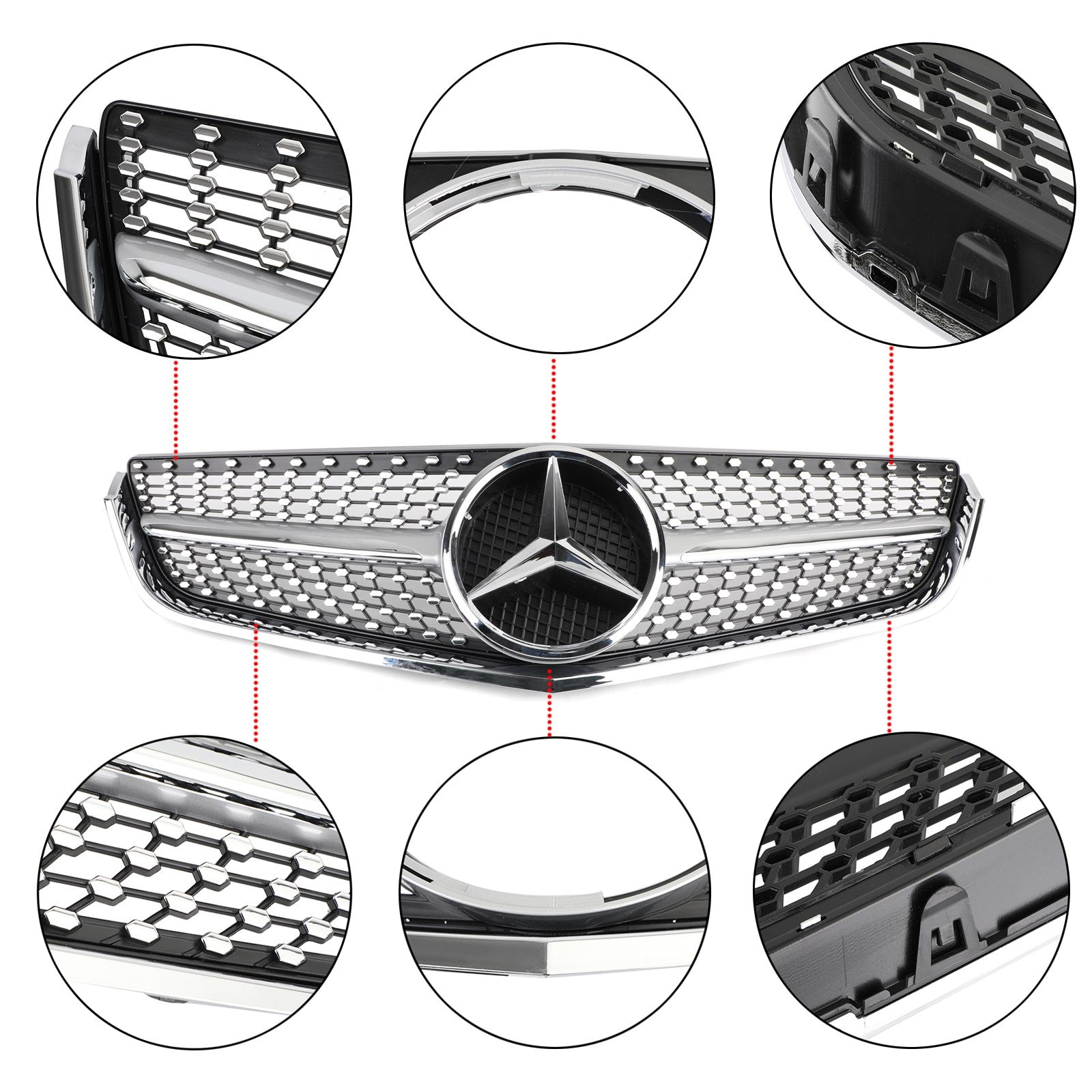 Grille de remplacement chromée pour calandre avant Mercedes Benz Classe E W207 C207 Coupé Cabriolet AMG 2009-2013