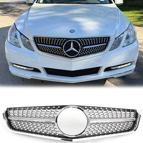 2009-2013 Mercedes Benz E-Class Coupe / Convertible W207 C207 Diamond Front Grill Chrome Replacement Bumper Grille