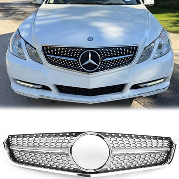 2009-2013 Mercedes Benz E-Class Coupe / Convertible W207 C207 Diamond Front Grill Chrome Replacement Bumper Grille