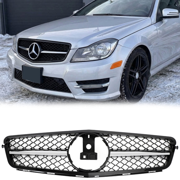 Mercedes Benz 2008-2014 C-klass W204 Främre stötfångargrillbyte Svart kromgrill