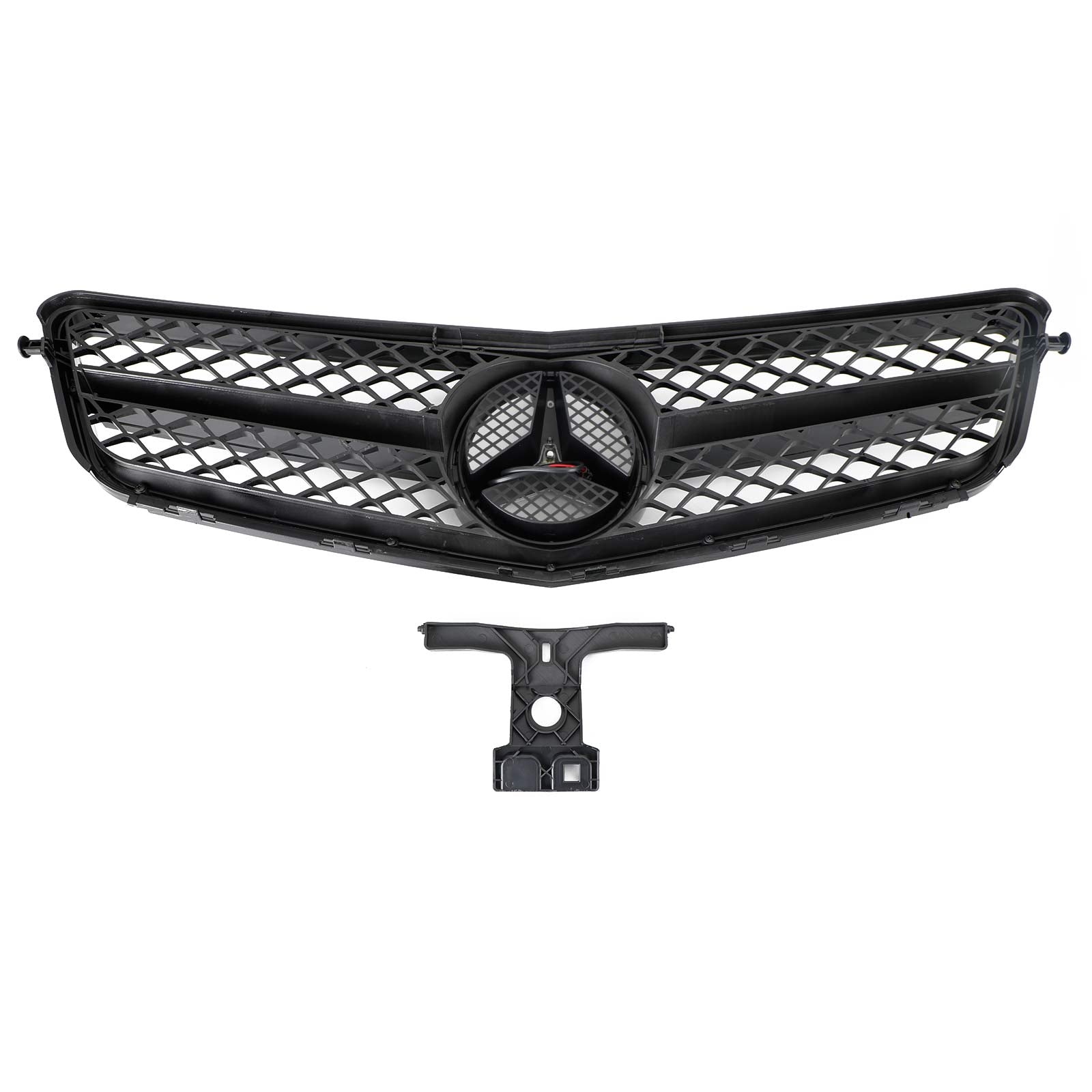 Grille avant style AMG pour Mercedes-Benz Classe C W204 2008-2014, remplacement de la grille avant avec emblème étoile LED.